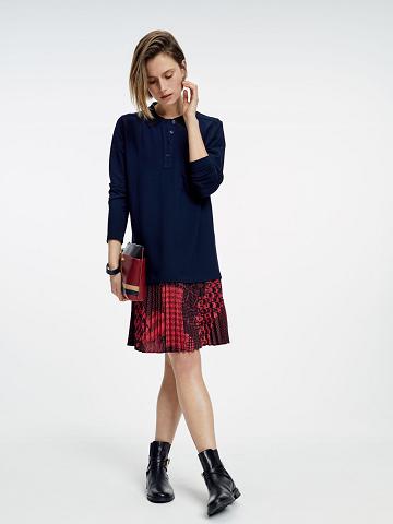 Női Tommy Hilfiger Icon Pleated Polo Dresses Kék | HU 97ZUT